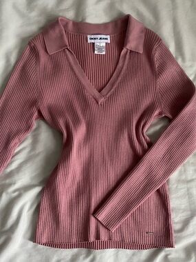 DKNY Ribbed Mauve Pink Sweater Top